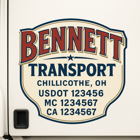 Custom Designed USDOT Truck Door Decal Lettering Signs For Semi-Trucks & Work Trucks (Set of 2)