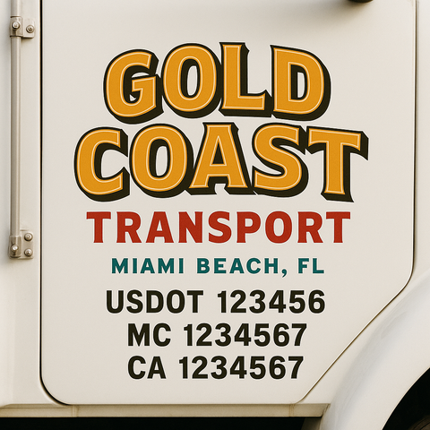 Custom Designed USDOT Truck Door Decal Lettering Signs For Semi-Trucks & Work Trucks (Set of 2)
