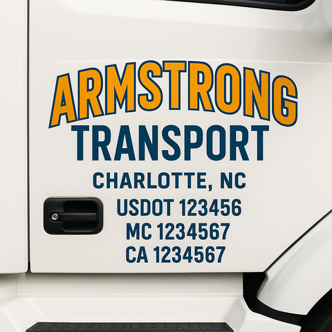 Custom Designed USDOT Truck Door Decal Lettering Signs For Semi-Trucks & Work Trucks (Set of 2)