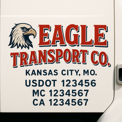 Custom Designed USDOT Truck Door Decal Lettering Signs For Semi-Trucks & Work Trucks (Set of 2)