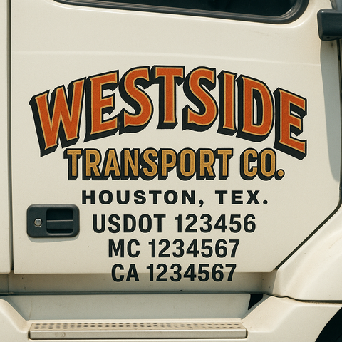 Custom Designed USDOT Truck Door Decal Lettering Signs For Semi-Trucks & Work Trucks (Set of 2)