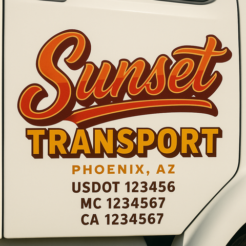 Custom Designed USDOT Truck Door Decal Lettering Signs For Semi-Trucks & Work Trucks (Set of 2)