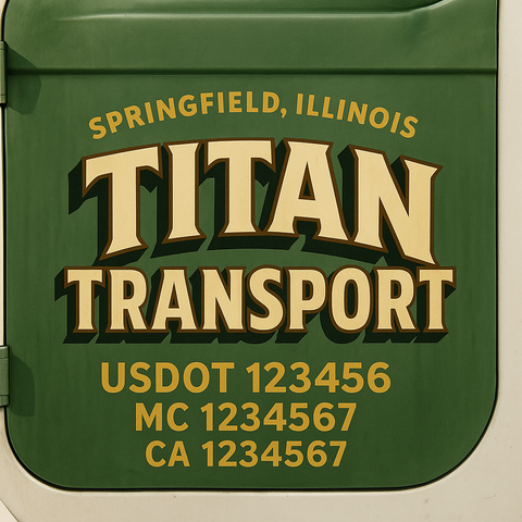 Custom Designed USDOT Truck Door Decal Lettering Signs For Semi-Trucks & Work Trucks (Set of 2)