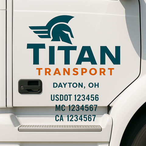 Custom Designed USDOT Truck Door Decal Lettering Signs For Semi-Trucks & Work Trucks (Set of 2)