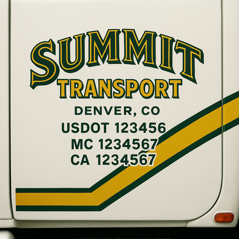Custom Designed USDOT Truck Door Decal Lettering Signs For Semi-Trucks & Work Trucks (Set of 2)
