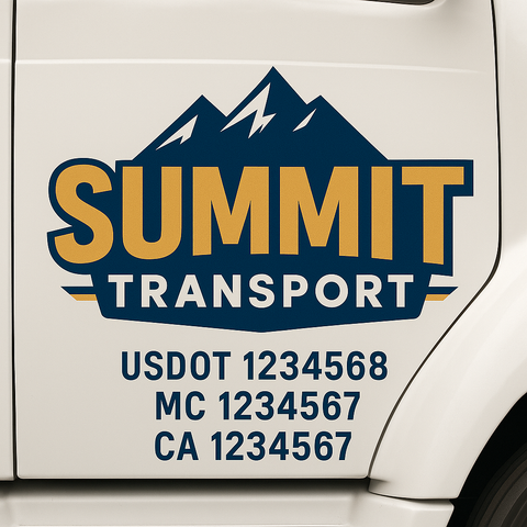 Custom Designed USDOT Truck Door Decal Lettering Signs For Semi-Trucks & Work Trucks (Set of 2)