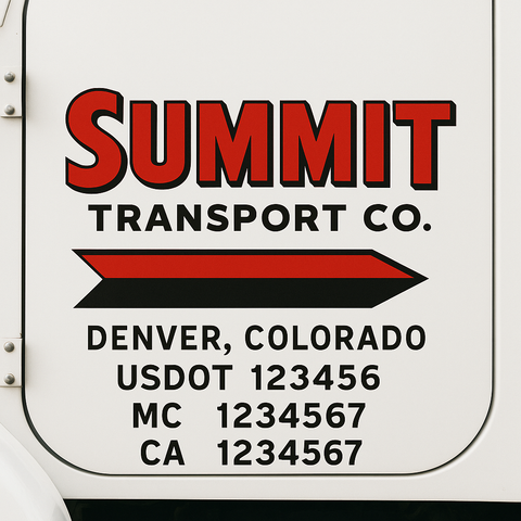 Custom Designed USDOT Truck Door Decal Lettering Signs For Semi-Trucks & Work Trucks (Set of 2)