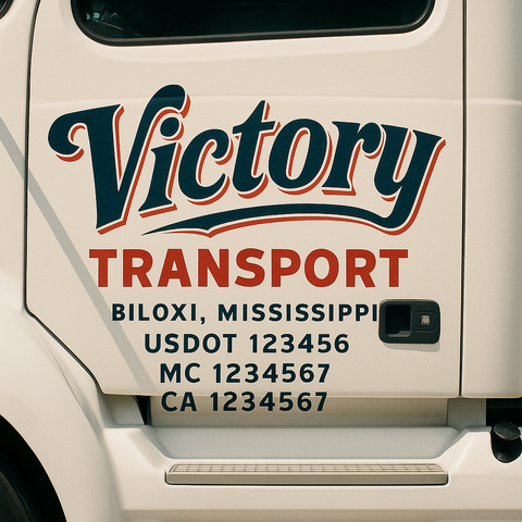 Custom Designed USDOT Truck Door Decal Lettering Signs For Semi-Trucks & Work Trucks (Set of 2)