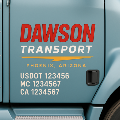 Custom Designed USDOT Truck Door Decal Lettering Signs For Semi-Trucks & Work Trucks (Set of 2)