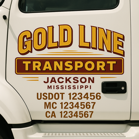 Custom Designed USDOT Truck Door Decal Lettering Signs For Semi-Trucks & Work Trucks (Set of 2)