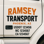 Custom Designed USDOT Truck Door Decal Lettering Signs For Semi-Trucks & Work Trucks (Set of 2)