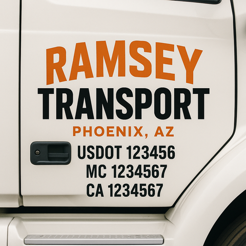 Custom Designed USDOT Truck Door Decal Lettering Signs For Semi-Trucks & Work Trucks (Set of 2)