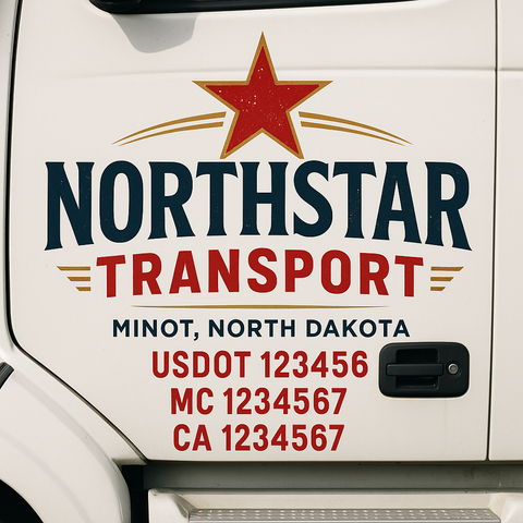 Custom Designed USDOT Truck Door Decal Lettering Signs For Semi-Trucks & Work Trucks (Set of 2)