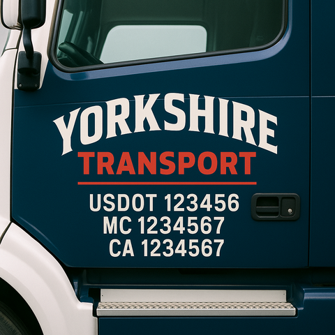 Custom Designed USDOT Truck Door Decal Lettering Signs For Semi-Trucks & Work Trucks (Set of 2)