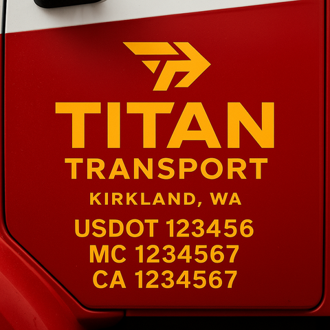 Custom Designed USDOT Truck Door Decal Lettering Signs For Semi-Trucks & Work Trucks (Set of 2)