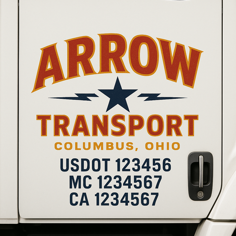 Custom Designed USDOT Truck Door Decal Lettering Signs For Semi-Trucks & Work Trucks (Set of 2)