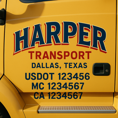 Custom Designed USDOT Truck Door Decal Lettering Signs For Semi-Trucks & Work Trucks (Set of 2)