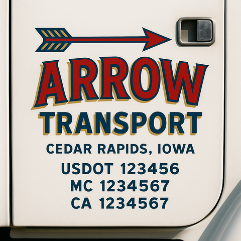 Custom Designed USDOT Truck Door Decal Lettering Signs For Semi-Trucks & Work Trucks (Set of 2)