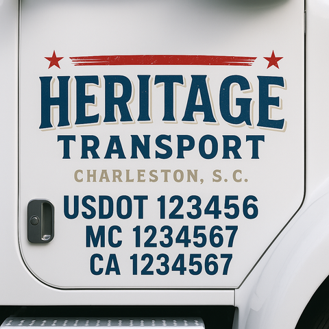 Custom Designed USDOT Truck Door Decal Lettering Signs For Semi-Trucks & Work Trucks (Set of 2)