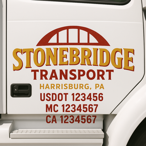 Custom Designed USDOT Truck Door Decal Lettering Signs For Semi-Trucks & Work Trucks (Set of 2)