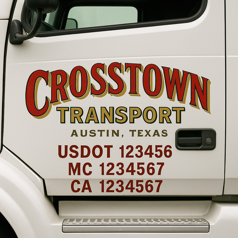 Custom Designed USDOT Truck Door Decal Lettering Signs For Semi-Trucks & Work Trucks (Set of 2)