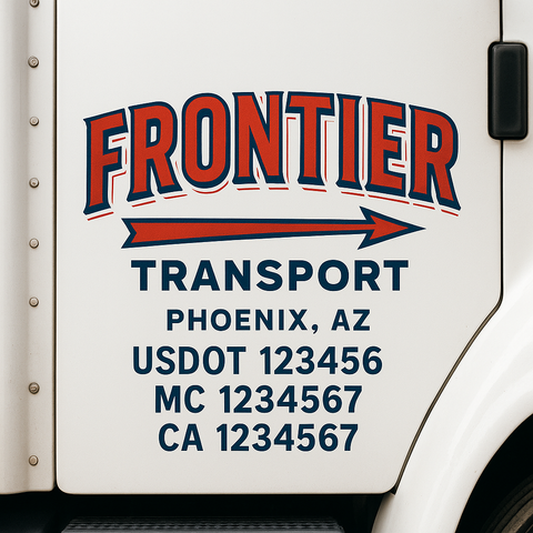 Custom Designed USDOT Truck Door Decal Lettering Signs For Semi-Trucks & Work Trucks (Set of 2)