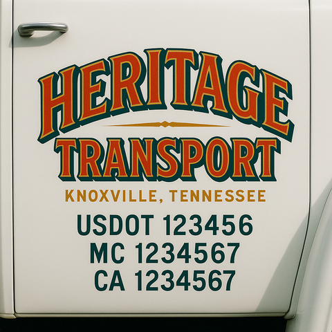 Custom Designed USDOT Truck Door Decal Lettering Signs For Semi-Trucks & Work Trucks (Set of 2)