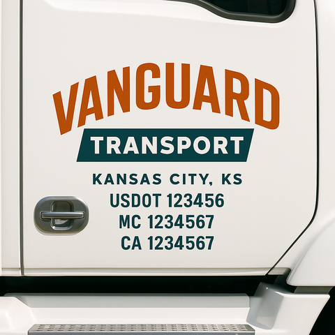 Custom Designed USDOT Truck Door Decal Lettering Signs For Semi-Trucks & Work Trucks (Set of 2)