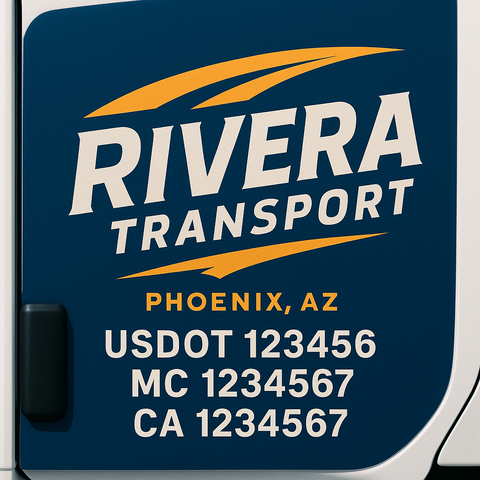 Custom Designed USDOT Truck Door Decal Lettering Signs For Semi-Trucks & Work Trucks (Set of 2)