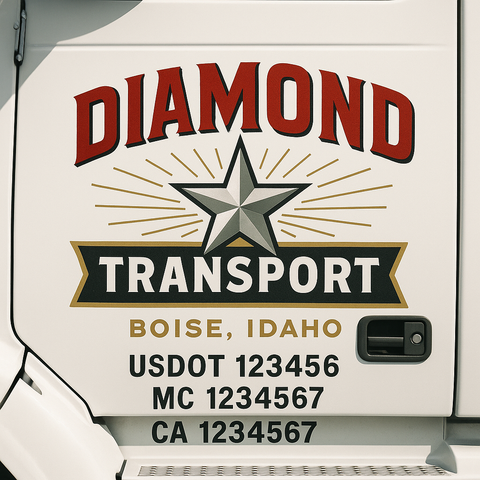 Custom Designed USDOT Truck Door Decal Lettering Signs For Semi-Trucks & Work Trucks (Set of 2)