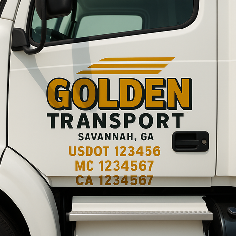 Custom Designed USDOT Truck Door Decal Lettering Signs For Semi-Trucks & Work Trucks (Set of 2)