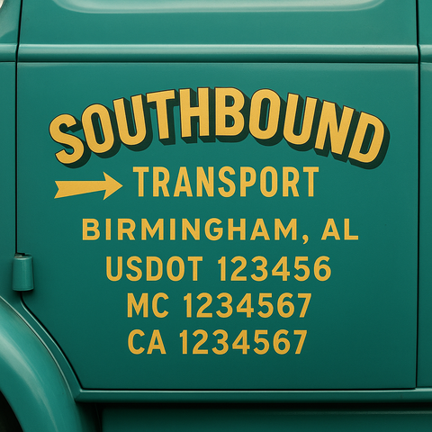 Custom Designed USDOT Truck Door Decal Lettering Signs For Semi-Trucks & Work Trucks (Set of 2)