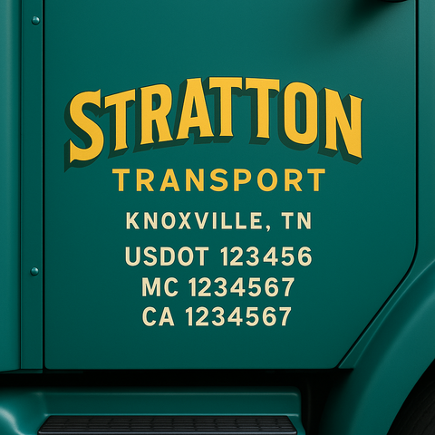 Custom Designed USDOT Truck Door Decal Lettering Signs For Semi-Trucks & Work Trucks (Set of 2)