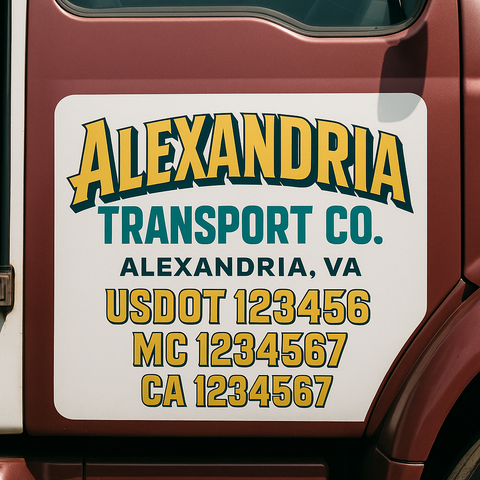 Custom Designed USDOT Truck Door Decal Lettering Signs For Semi-Trucks & Work Trucks (Set of 2)