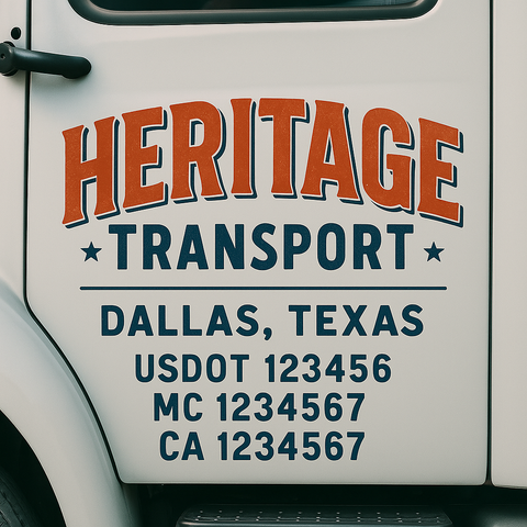 Custom Designed USDOT Truck Door Decal Lettering Signs For Semi-Trucks & Work Trucks (Set of 2)