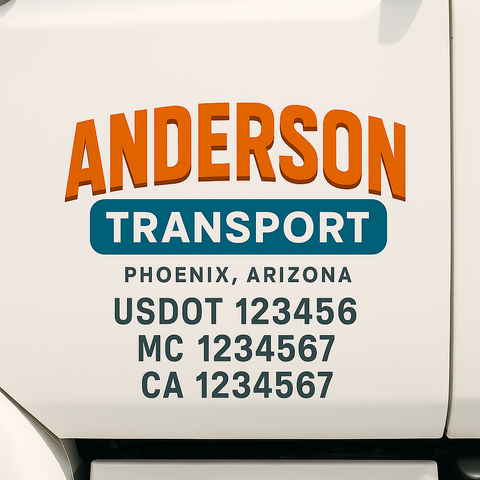Custom Designed USDOT Truck Door Decal Lettering Signs For Semi-Trucks & Work Trucks (Set of 2)
