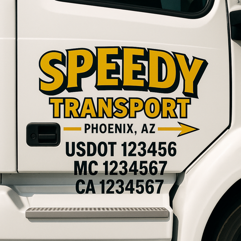 Custom Designed USDOT Truck Door Decal Lettering Signs For Semi-Trucks & Work Trucks (Set of 2)