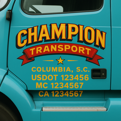 Custom Designed USDOT Truck Door Decal Lettering Signs For Semi-Trucks & Work Trucks (Set of 2)
