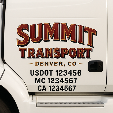 Custom Designed USDOT Truck Door Decal Lettering Signs For Semi-Trucks & Work Trucks (Set of 2)