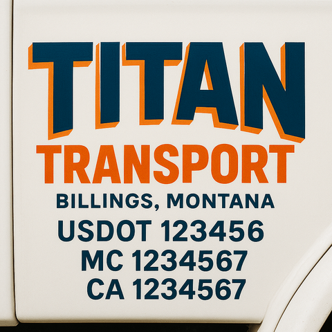 Custom Designed USDOT Truck Door Decal Lettering Signs For Semi-Trucks & Work Trucks (Set of 2)