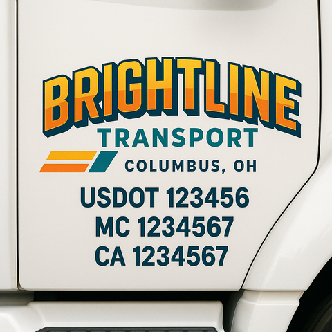 Custom Designed USDOT Truck Door Decal Lettering Signs For Semi-Trucks & Work Trucks (Set of 2)