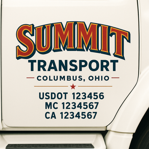 Custom Designed USDOT Truck Door Decal Lettering Signs For Semi-Trucks & Work Trucks (Set of 2)