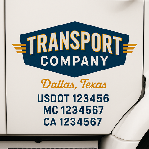Custom Designed USDOT Truck Door Decal Lettering Signs For Semi-Trucks & Work Trucks (Set of 2)