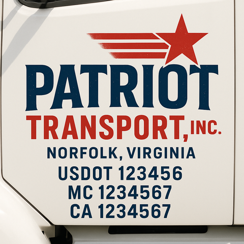Custom Designed USDOT Truck Door Decal Lettering Signs For Semi-Trucks & Work Trucks (Set of 2)