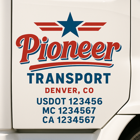 Custom Designed USDOT Truck Door Decal Lettering Signs For Semi-Trucks & Work Trucks (Set of 2)