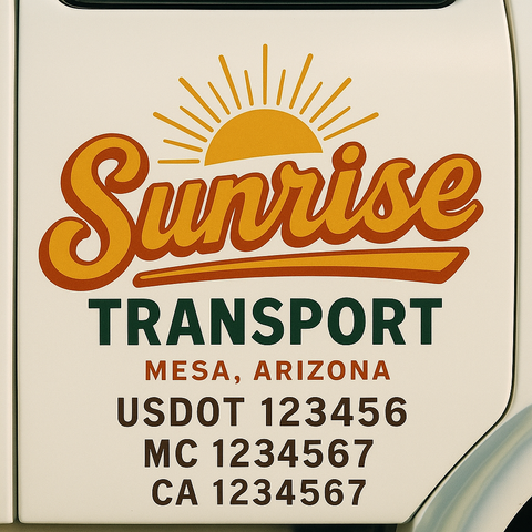 Custom Designed USDOT Truck Door Decal Lettering Signs For Semi-Trucks & Work Trucks (Set of 2)