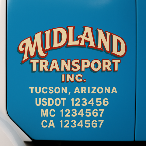 Custom Designed USDOT Truck Door Decal Lettering Signs For Semi-Trucks & Work Trucks (Set of 2)