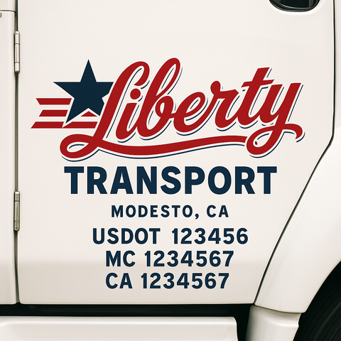 Custom Designed USDOT Truck Door Decal Lettering Signs For Semi-Trucks & Work Trucks (Set of 2)