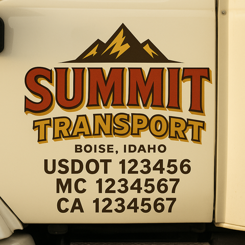 Custom Designed USDOT Truck Door Decal Lettering Signs For Semi-Trucks & Work Trucks (Set of 2)