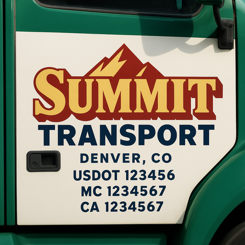 Custom Designed USDOT Truck Door Decal Lettering Signs For Semi-Trucks & Work Trucks (Set of 2)